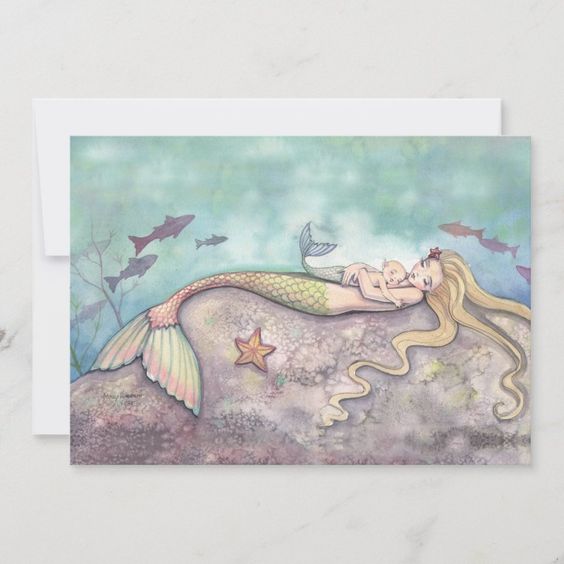 A Baby Shower Invitation With A Mermaid Theme