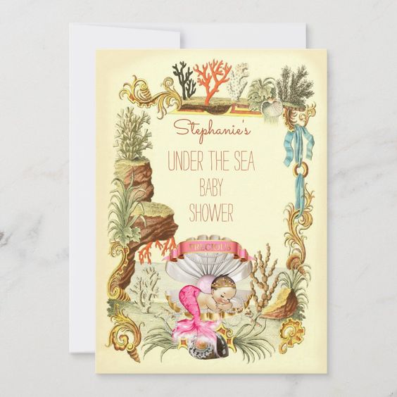 A Baby Shower Invitation With A Mermaid Theme