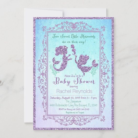 A Baby Shower Invitation With A Mermaid Theme