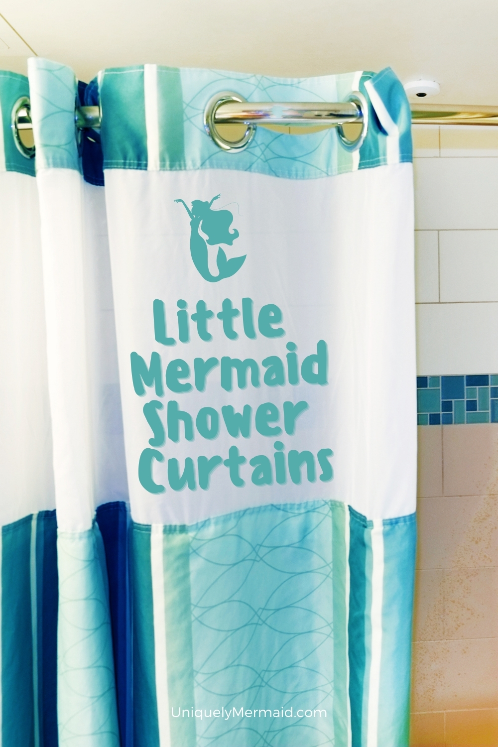 Make a splash in the bathroom with Little Mermaid shower curtains! These adorable under-the-sea themes feature colorful designs and cute slogans.