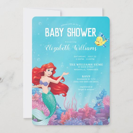 A Baby Shower Invitation With A Mermaid Theme