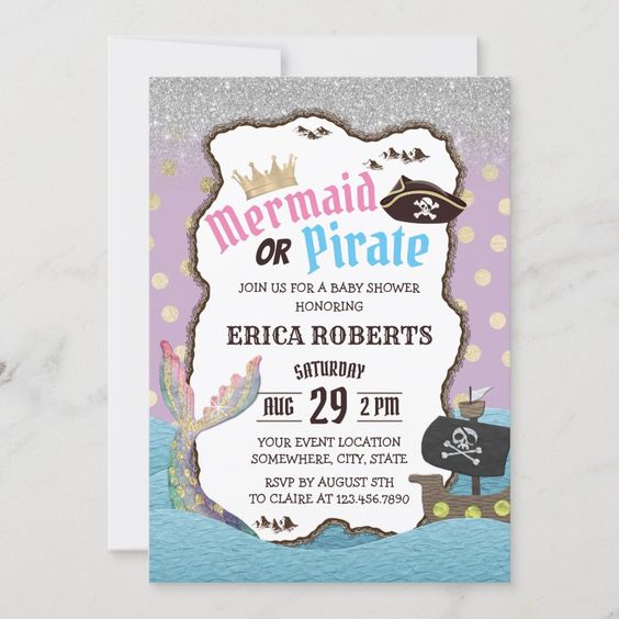 A Baby Shower Invitation With A Mermaid Theme