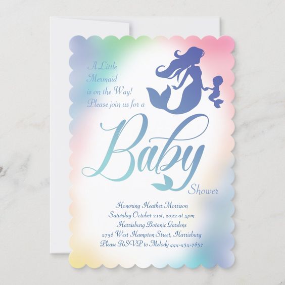 A Baby Shower Invitation With A Mermaid Theme