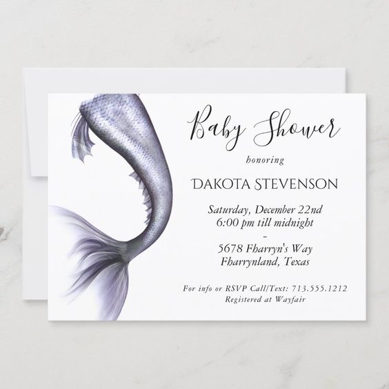 A Baby Shower Invitation With A Mermaid Theme