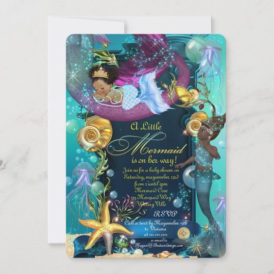 A Baby Shower Invitation With A Mermaid Theme