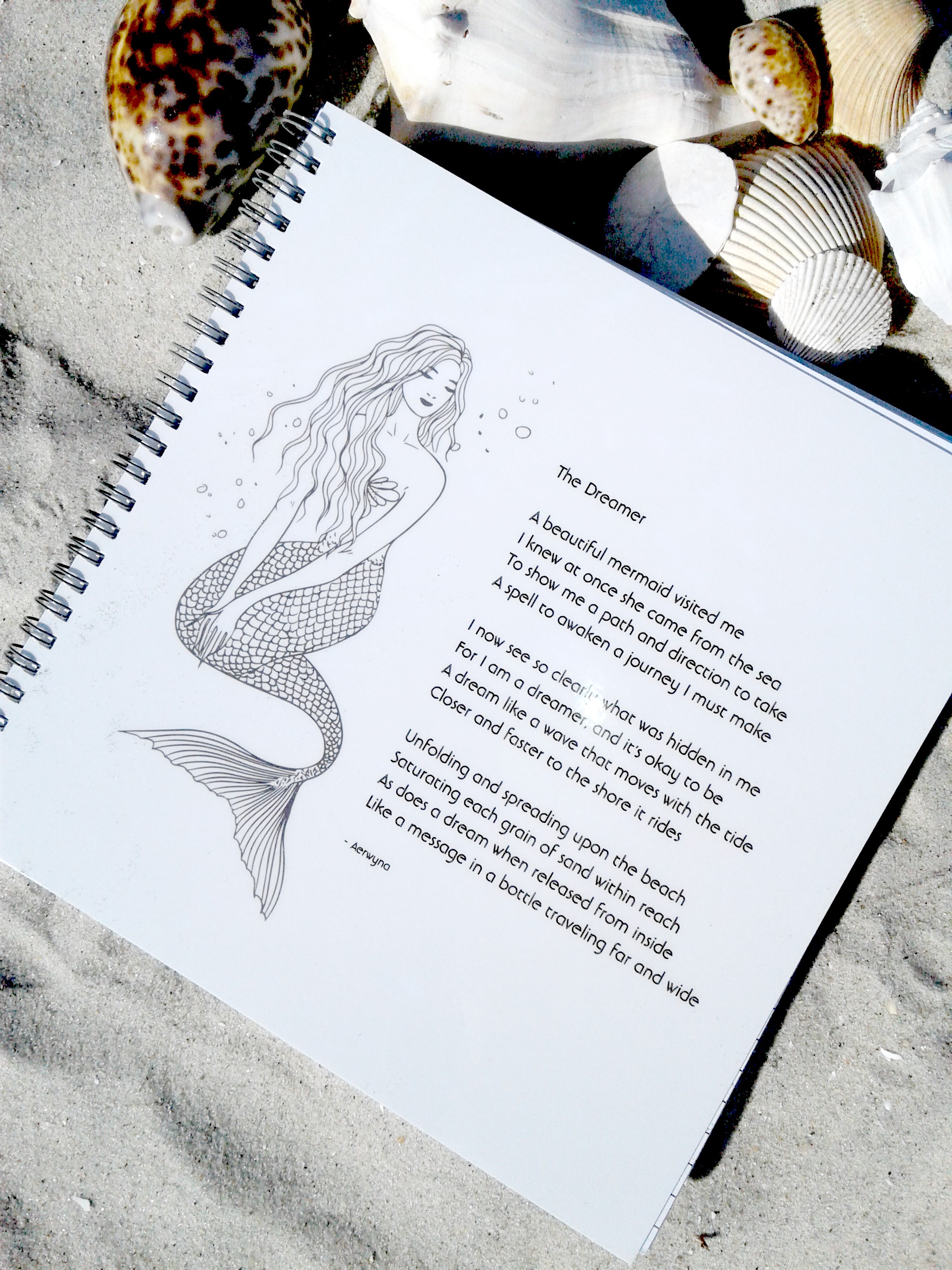 Mermaid Notebook With Poem "The Dreamer"