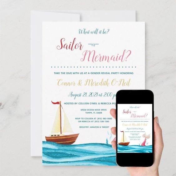 A Baby Shower Invitation With A Mermaid Theme