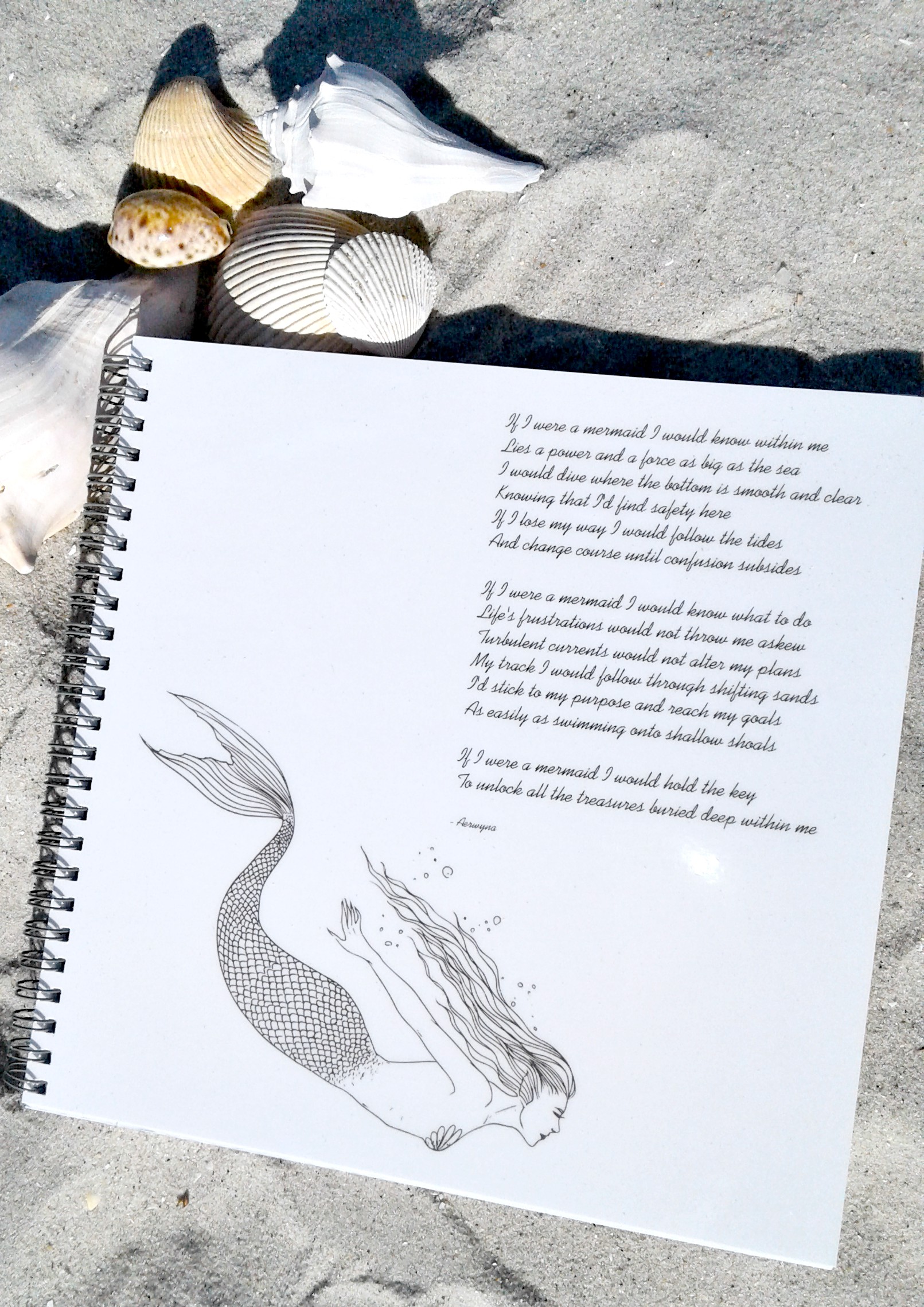 Mermaid Notebook With Poem "If I Were A Mermaid"