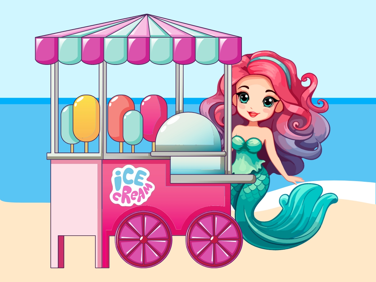 Mermaid Ice Cream Stand At The Beach