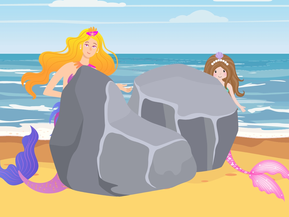 Mermaids Hide Behind A Rock