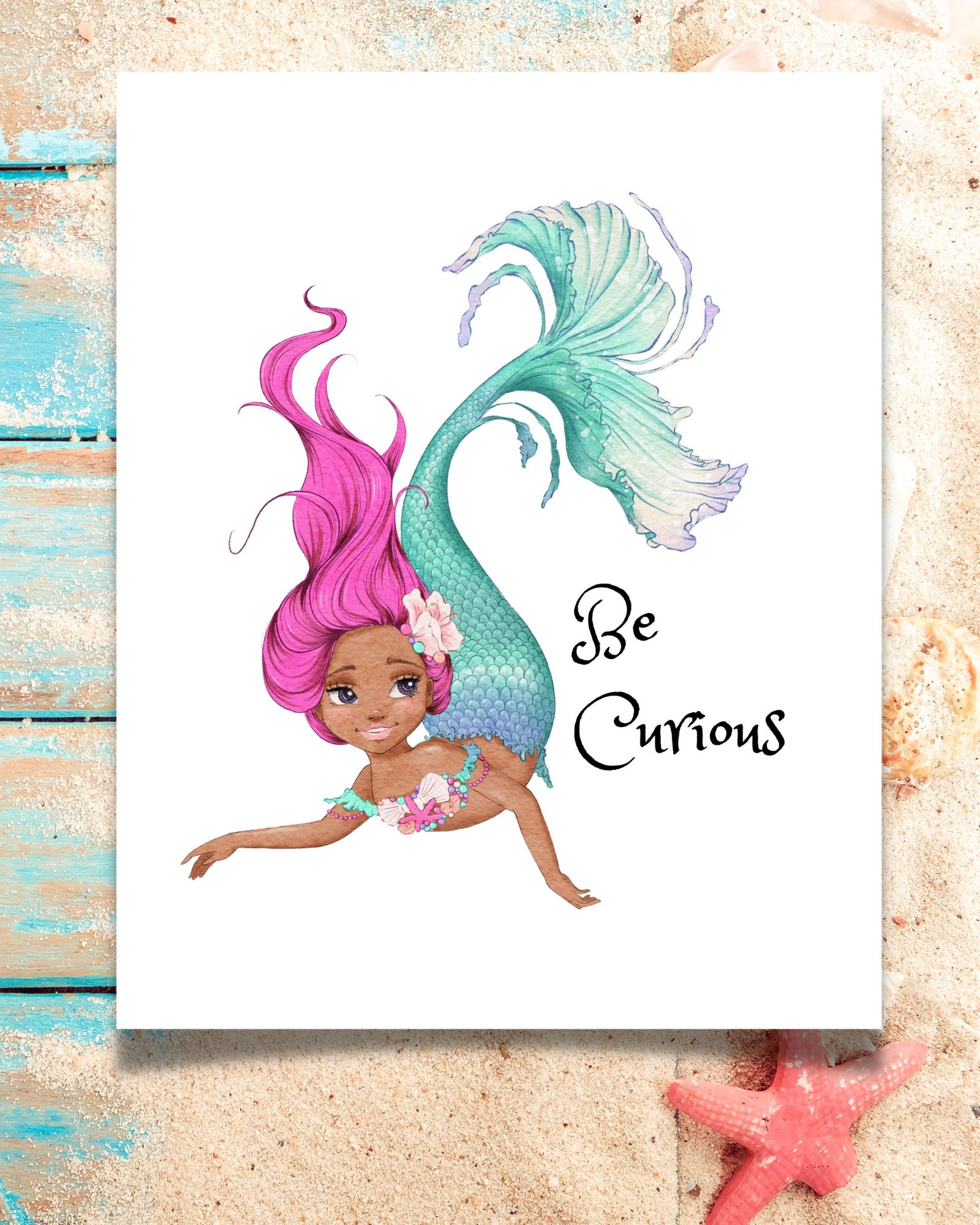 Be Curious Mermaid Poster