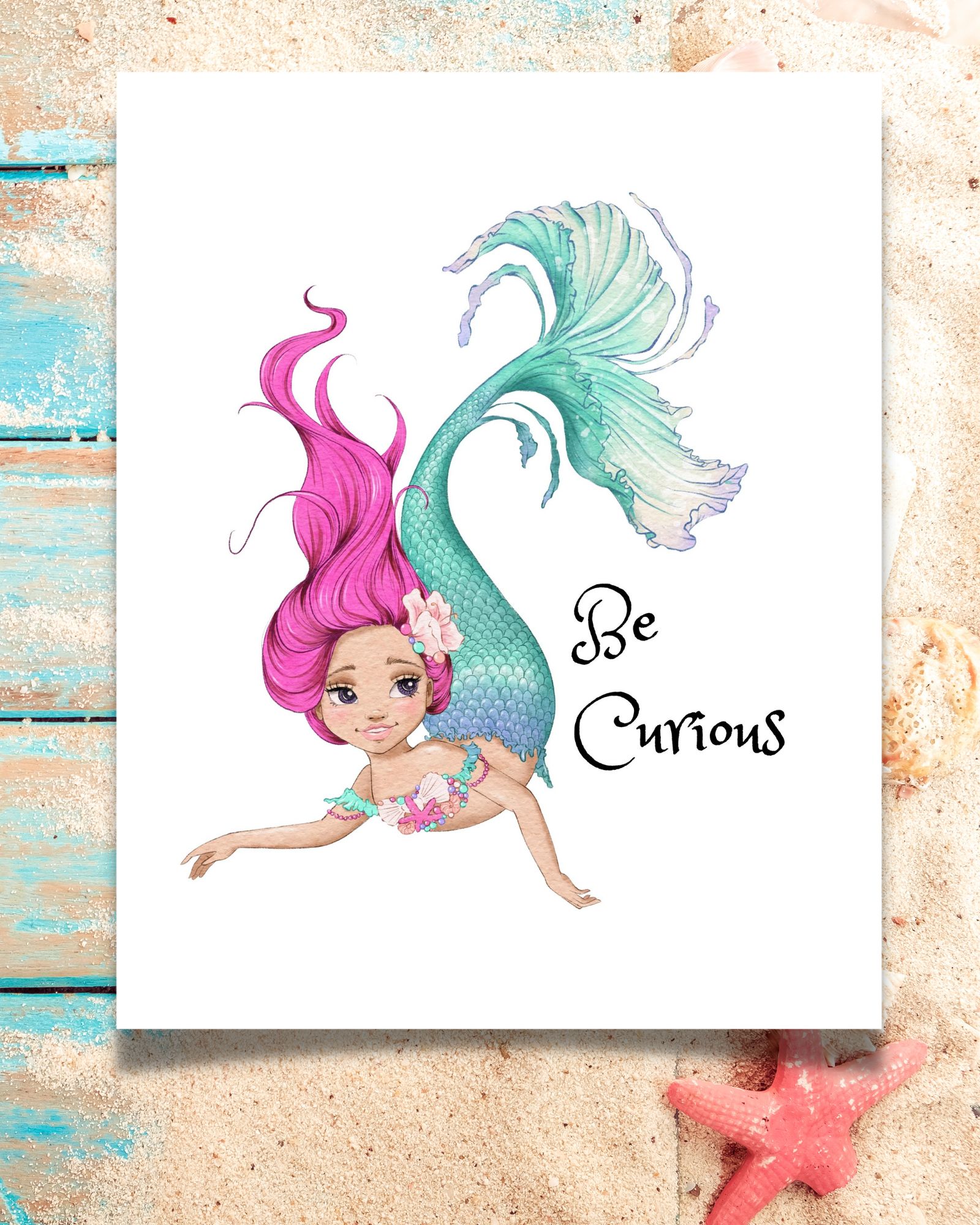 Be Curious Mermaid Poster