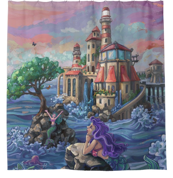 Mermaid Fantasy Castle Shower Curtain