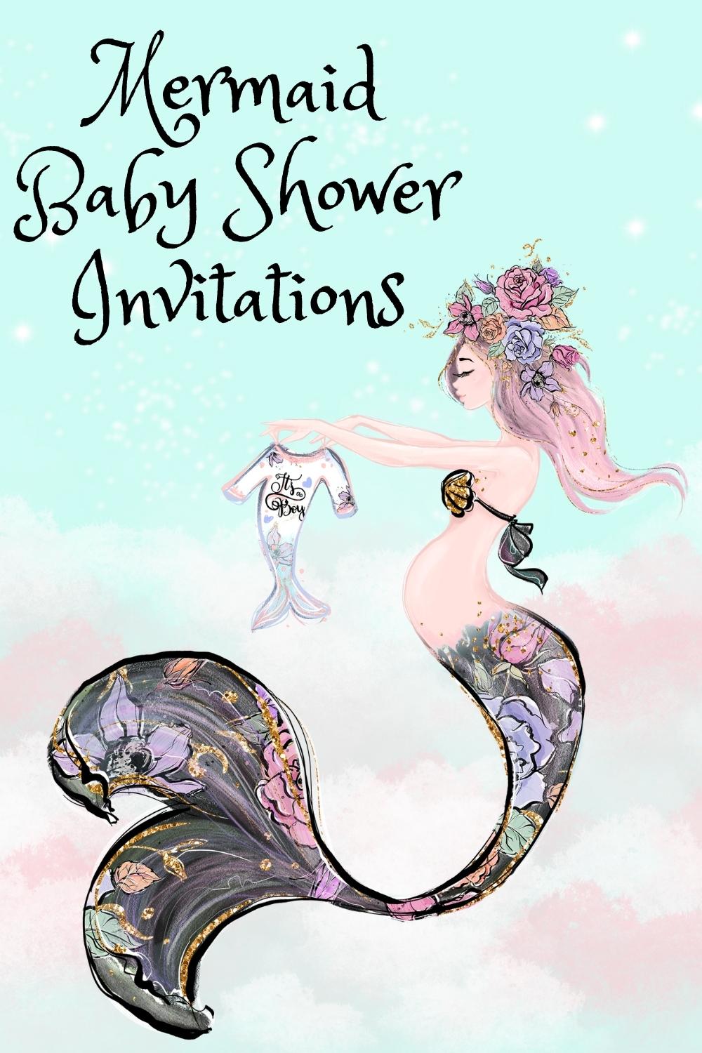 Unique and fun customizable mermaid baby shower invitations. Choose your own style with printed invitations or instant downloads.