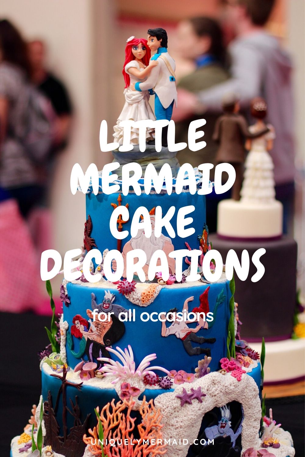 Little Mermaid cake decorations for birthdays, weddings, pool parties, and holidays featuring Ariel and the whole cast!