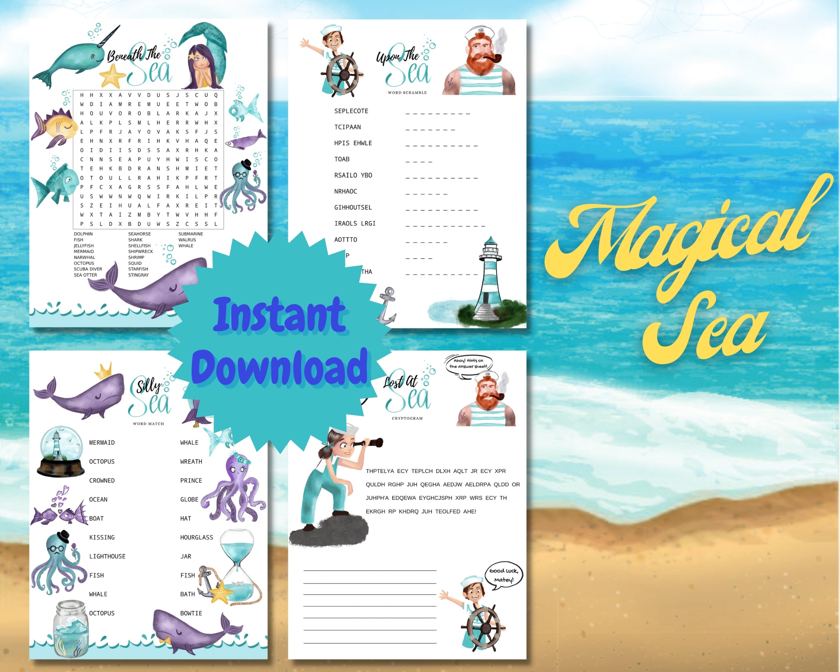 Magical Sea Word Puzzles
