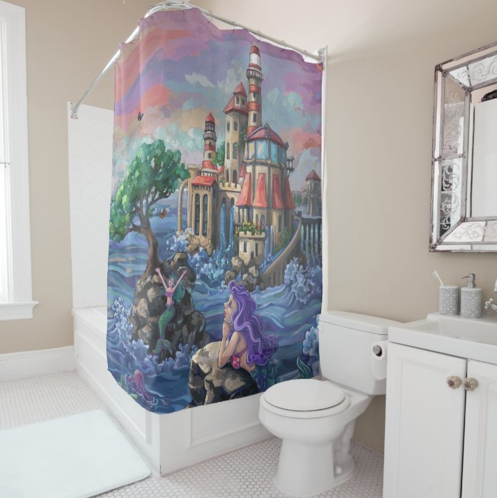 Mermaid Fantasy Castle Shower Curtain