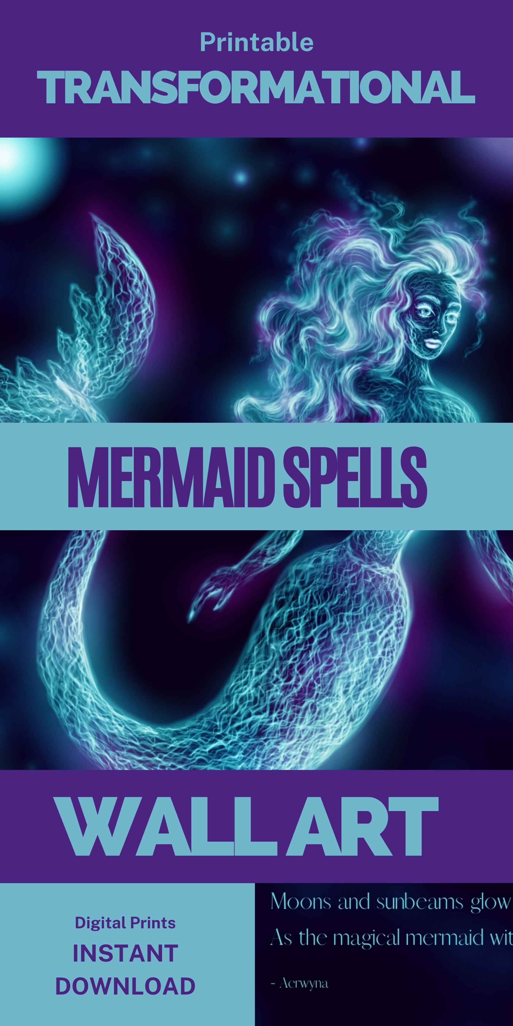 Mermaid Transformation Spell Wall Art