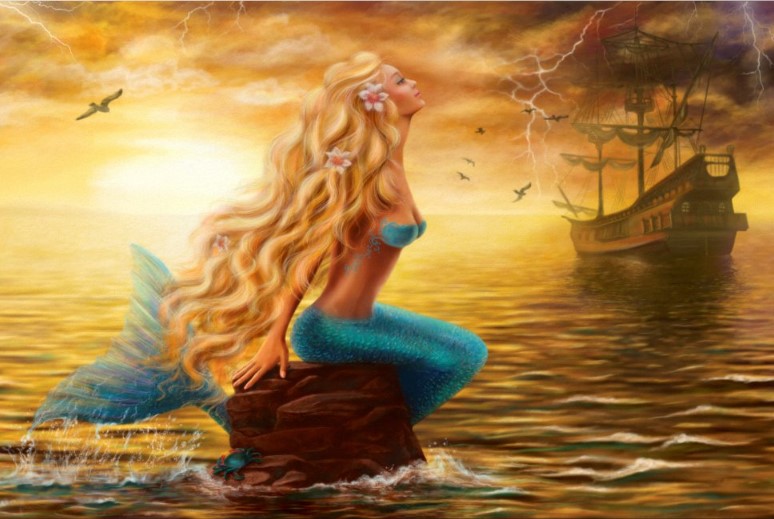 Mermaid and Ghost Ship Poster